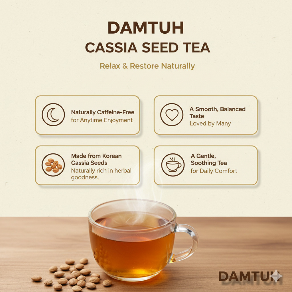 DAMTUH Traditional 100% Premium Tea Cassia Seed Tea, 40 Tea Bags, Korean Tea