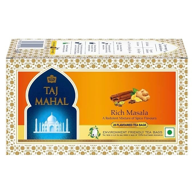 Taj Mahal Rich masala chai Tea Bags, 25 Pieces, Green Tea, 100 Gram