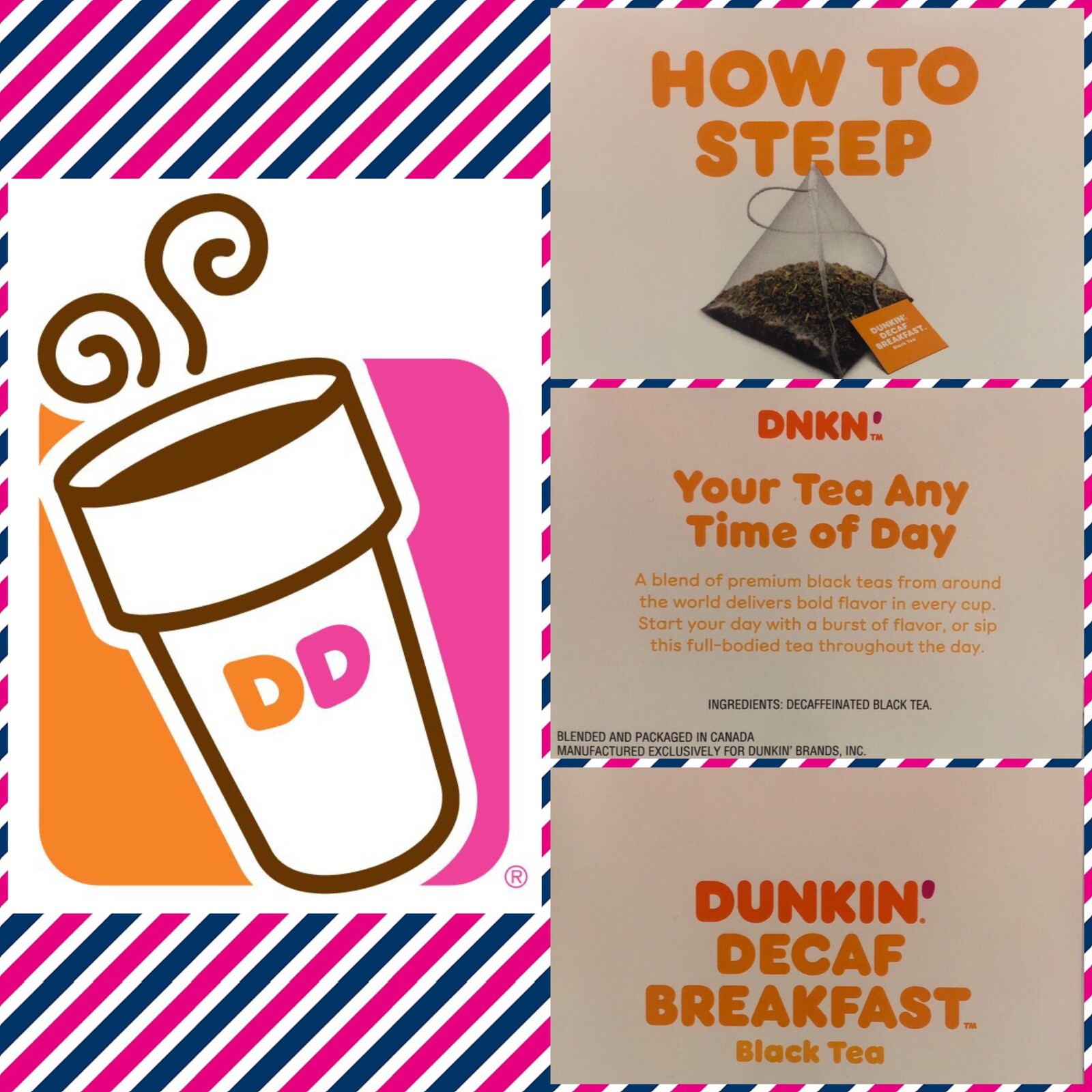 Dunkin Donuts Decaf Breakfast Black Tea With 15 tea bags Decaffeinated Black Tea