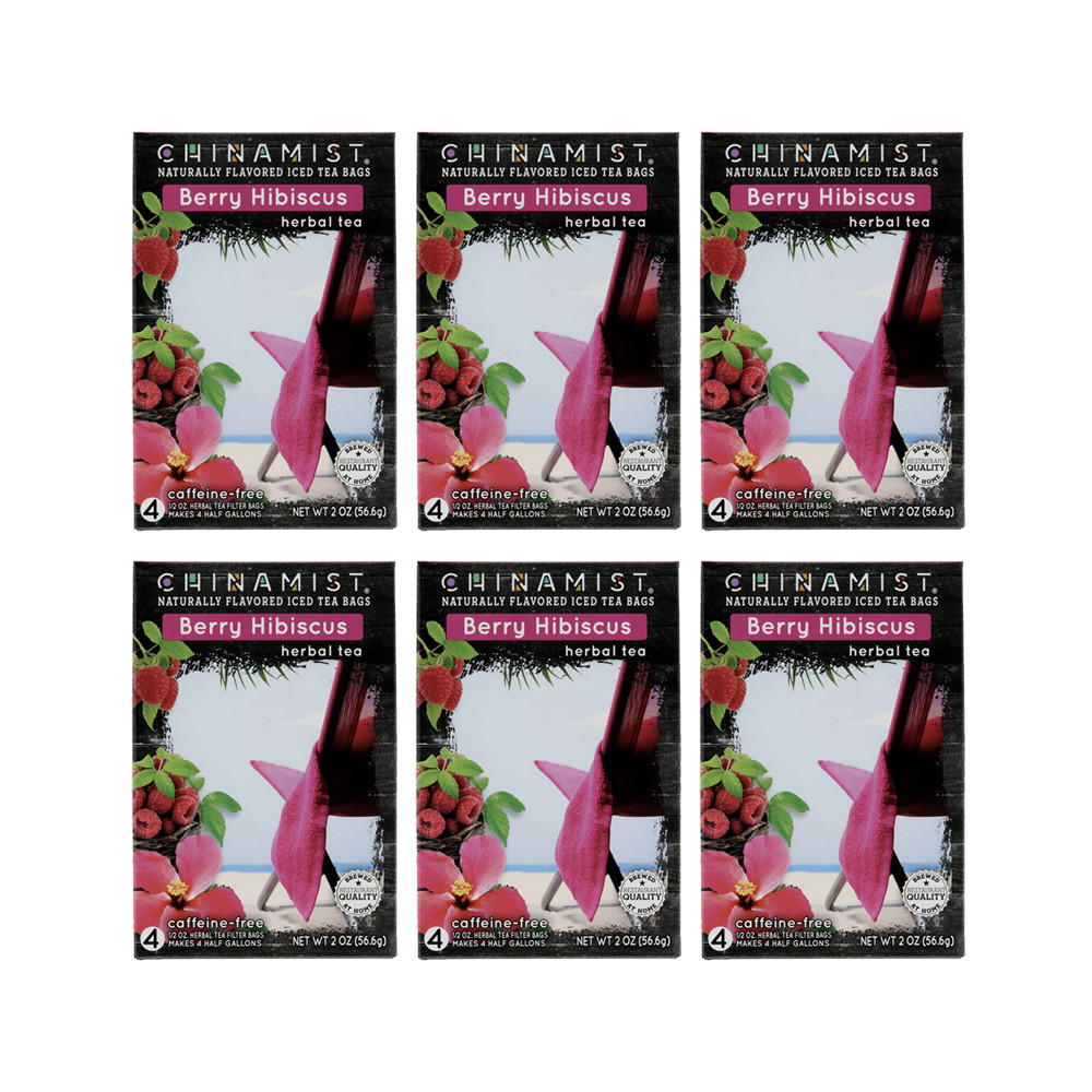 China Mist Berry Hibiscus Iced Tea Bags, 4-Count Box, 6-Pack