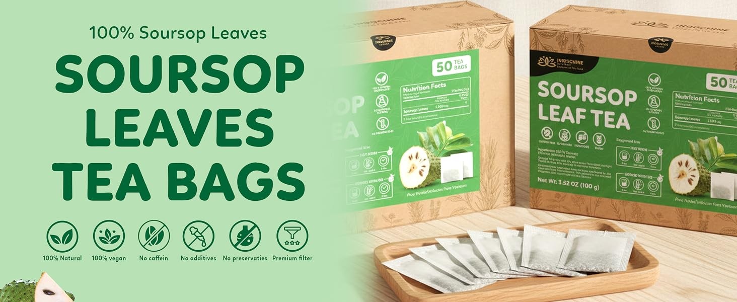 Soursop Tea Bags | 100% Natural Soursop Graviola Leaves | Sugar-Free,