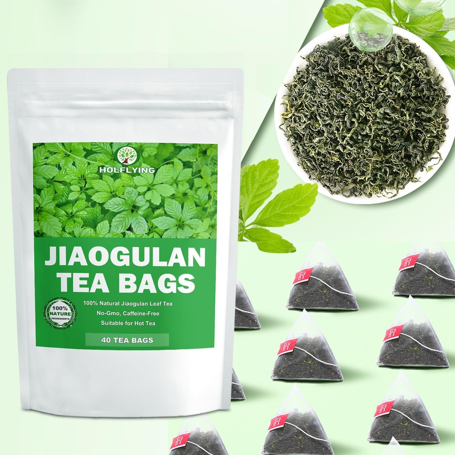 40 Count Jiaogulan Tea Teabags – 100% Natural, Caffeine-Free, Antioxidant Rich