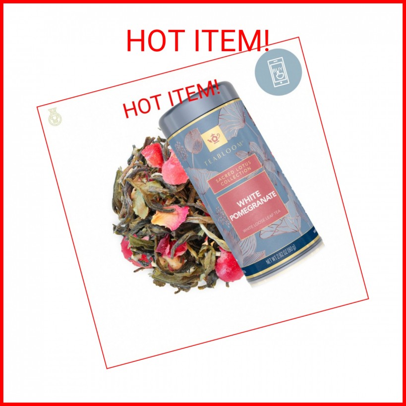 Teabloom White Pomegranate Loose Leaf Tea, Distinctive and Delicate White Tea, C