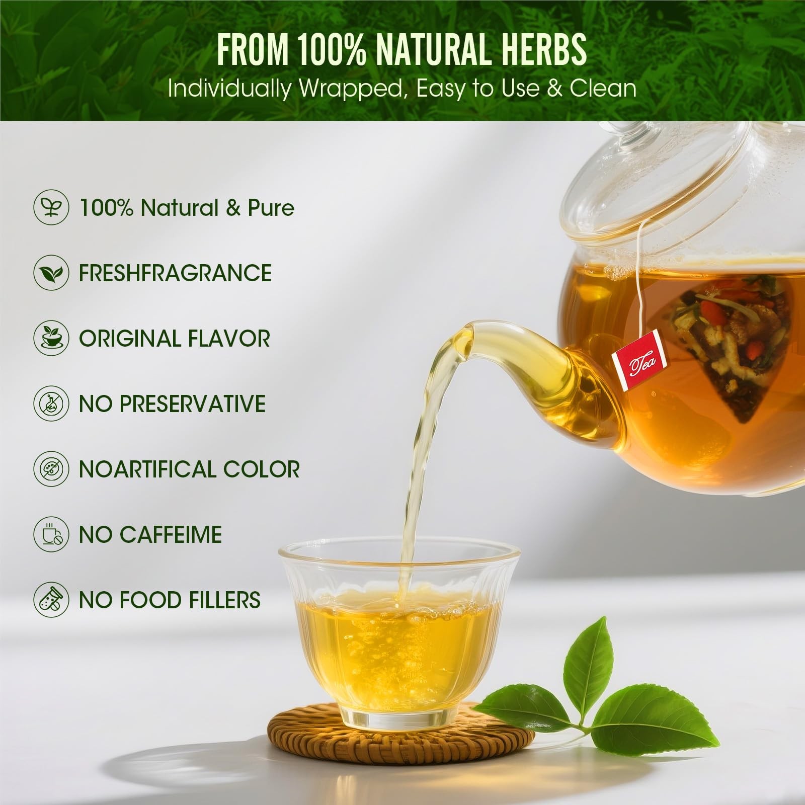 30Pcs Dandelion Wolfberry Tea-10 Herbal Ingredients Blend, 5g/Bag,Kidney Live…