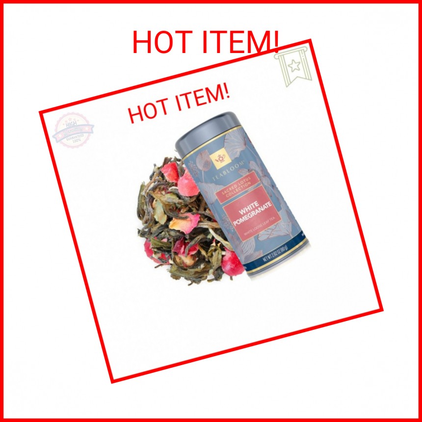 Teabloom White Pomegranate Loose Leaf Tea, Distinctive and Delicate White Tea, C