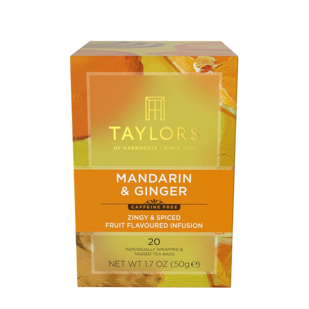 Mandarin Ginger Herbal Tea Bags – Caffeine-Free, 20 Individually Wrapped Teabags