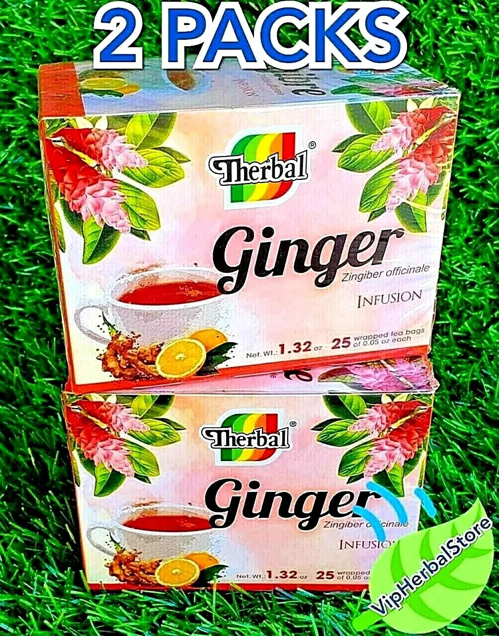 2 Boxes Te de Jengibre Ginger Tea (Zingiber officinale) 50 Bags 0.05oz Black Tea