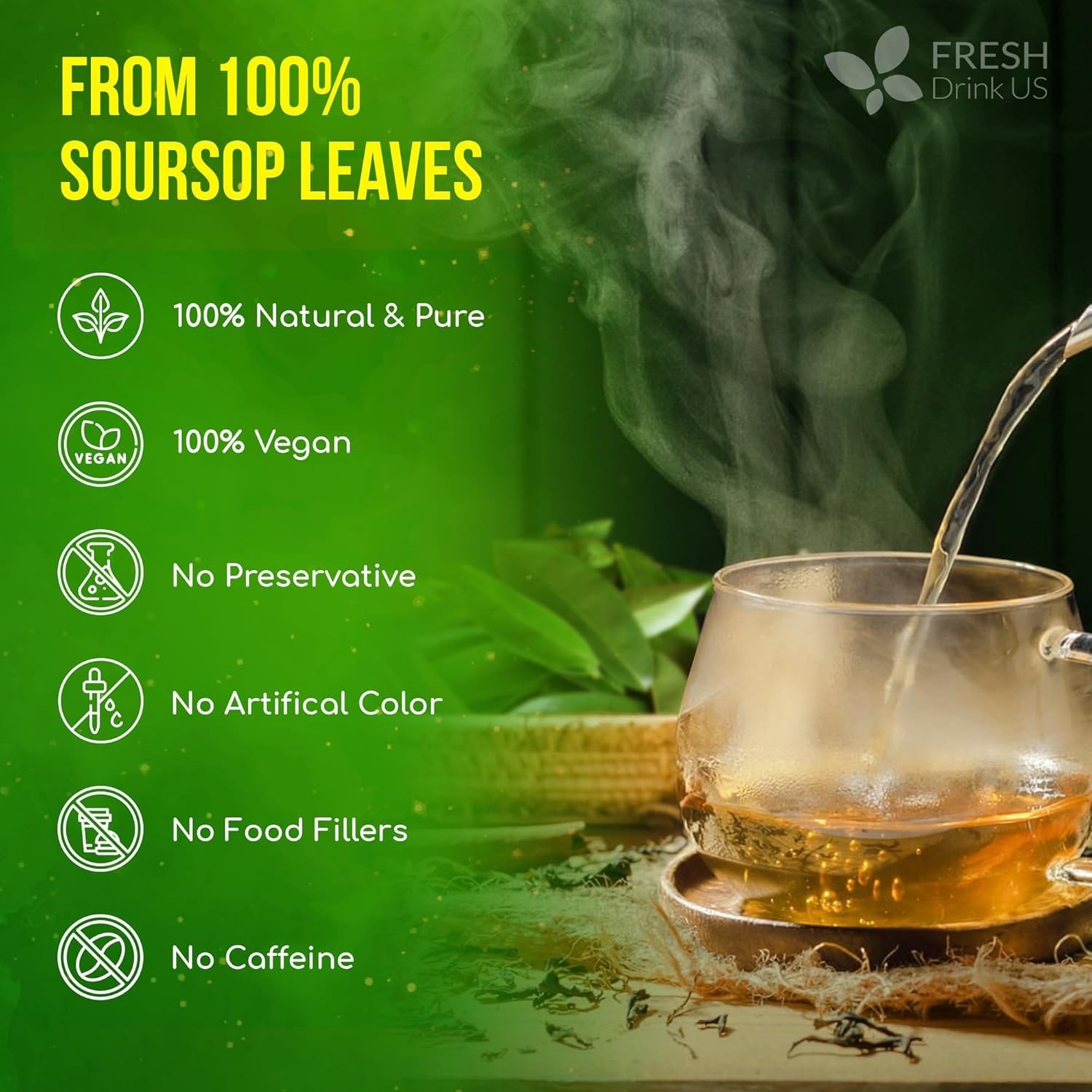 Soursop Leaves Tea – 100% natural, caffeine-free, hand-harvested (240 leaves)