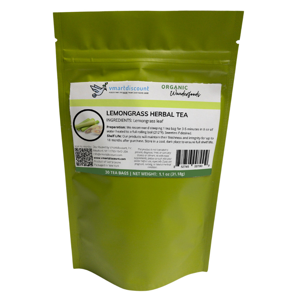 Lemongrass Premium Herbal Tea (30 Tea Bags), Antioxidants, All Natural Diuretic