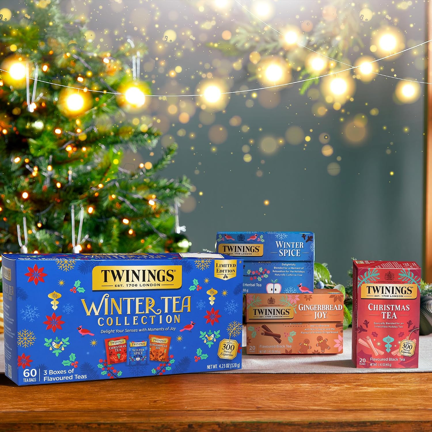 Winter Tea Collection, Limited Edition Holiday Gift Box, 20 Count (Pack of 3), I