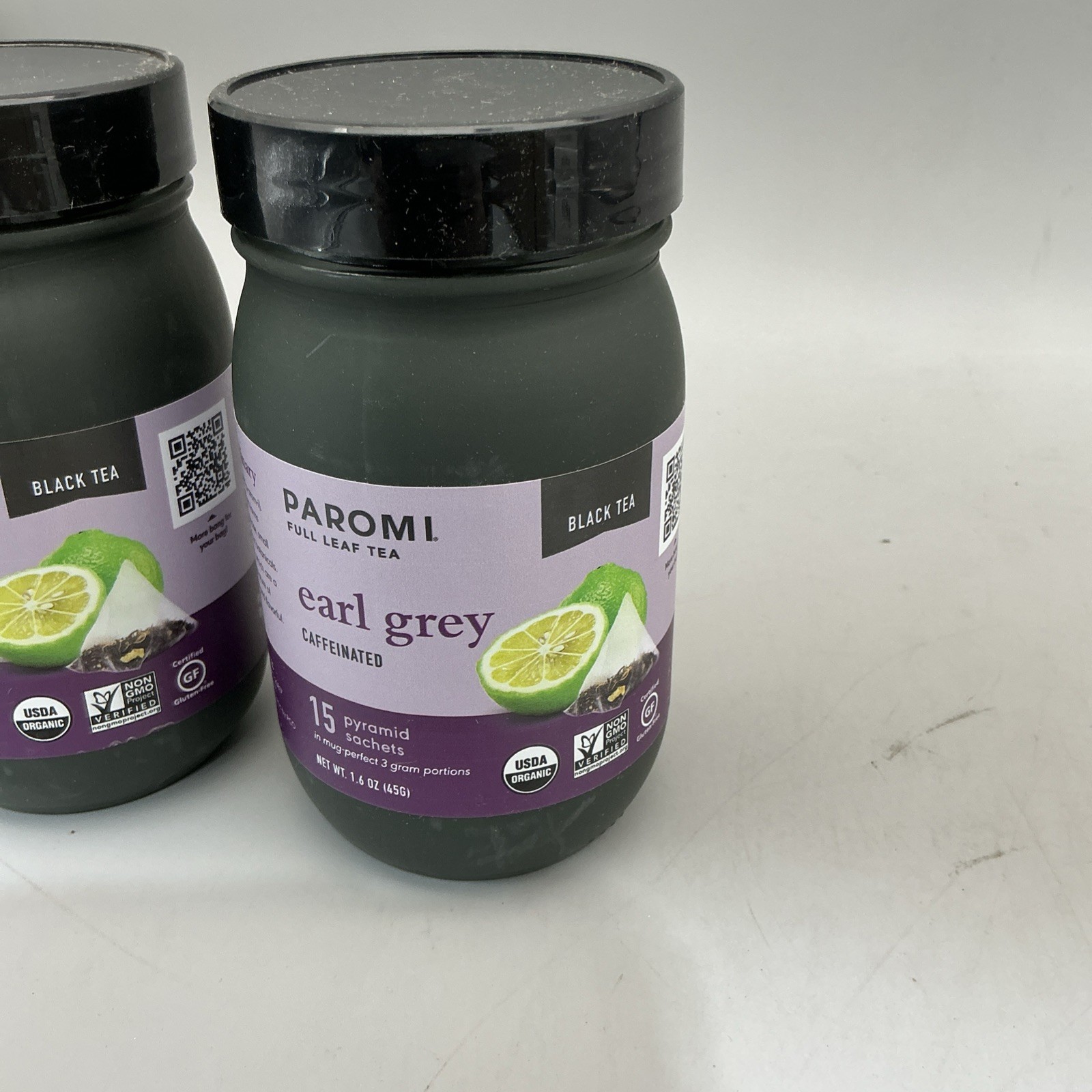 2 Pack Organic Earl Grey Black Tea Signature Glass Jar 15 Bags Each Exp 02/26