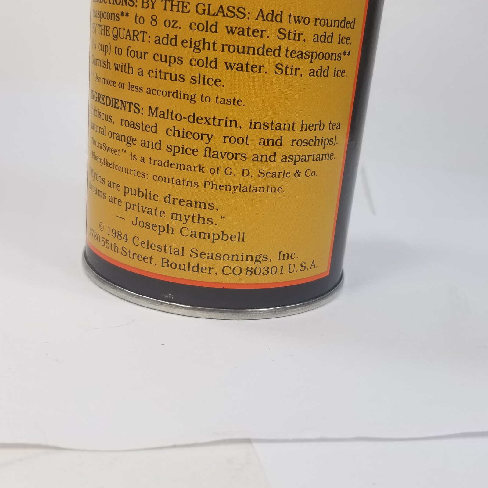 Vintage Celestial Seasonings Mandarin Orange Spice Iced Herb Tea Mix 1984 1980s