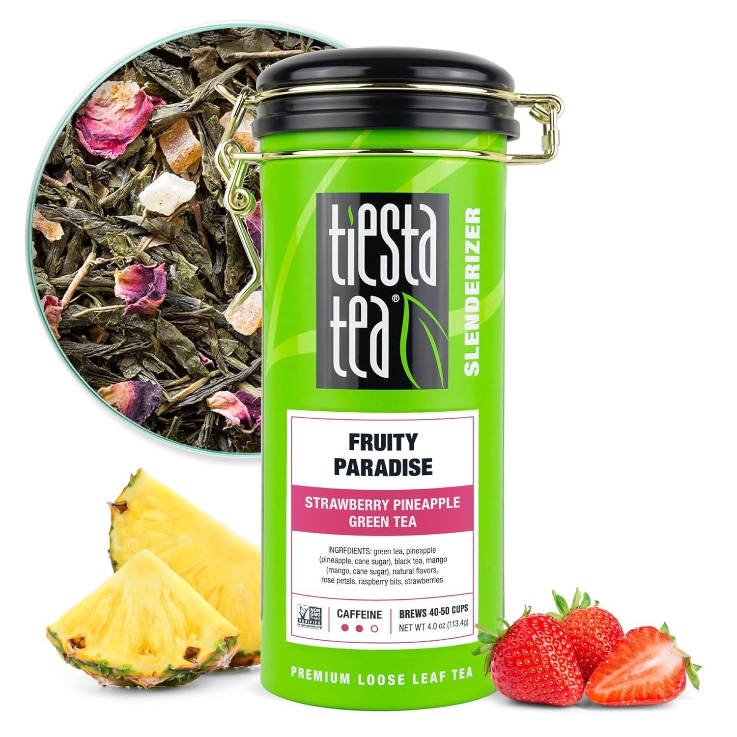 Fruity Paradise, Loose Leaf, Strawberry Pineapple Green Tea, Blend, Medium C…