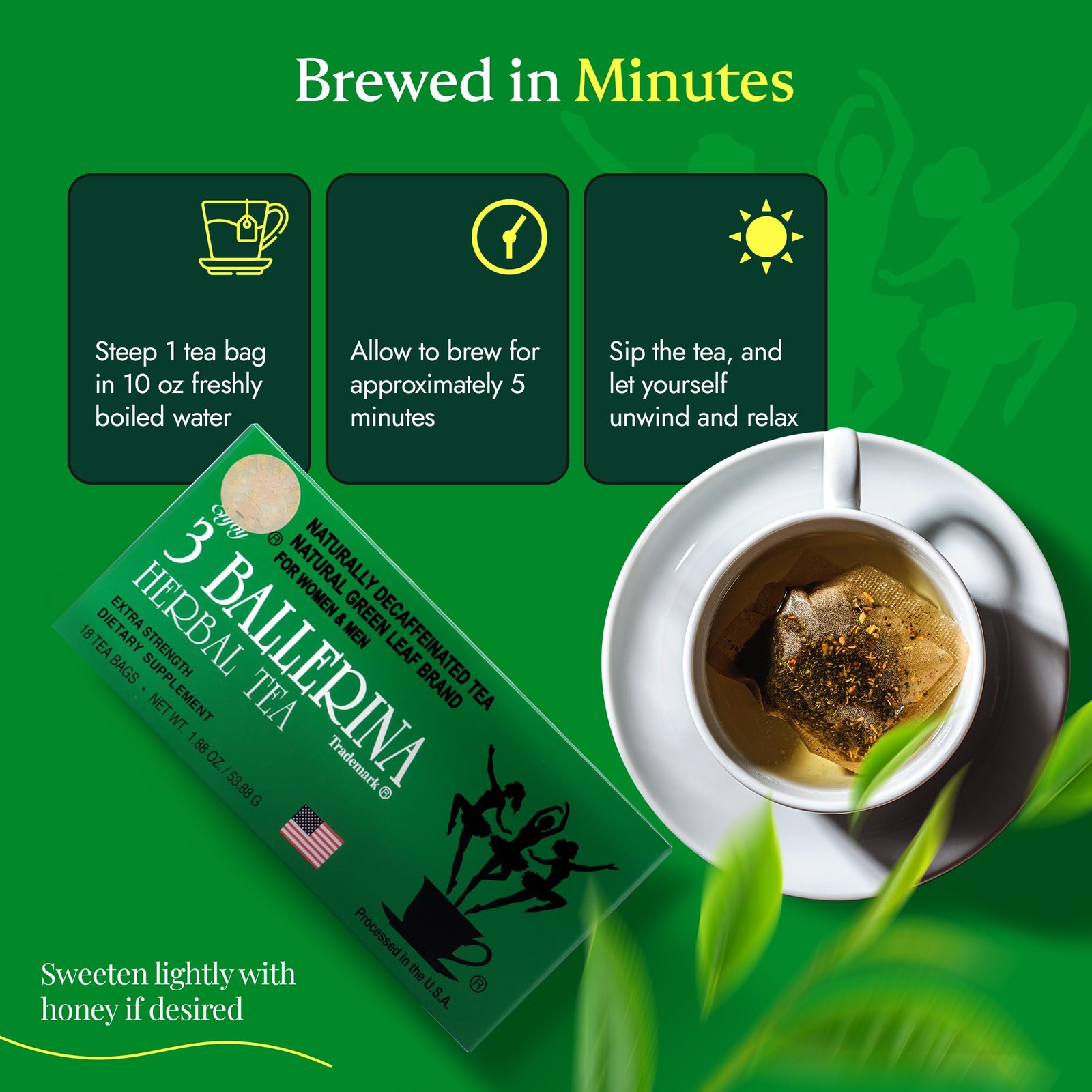 3 Ballerina Tea Dieters Drink, Extra Strength, 18Count Tea Bags