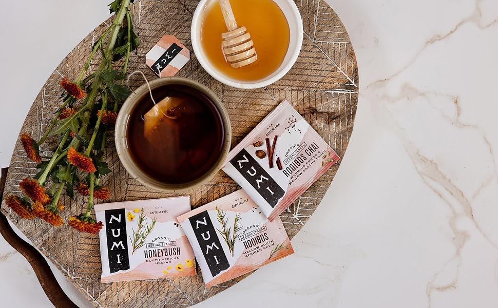 Organic Honeybush Tea, 18 Tea Bags, Sweet South African Herbal Tea, Caffeine