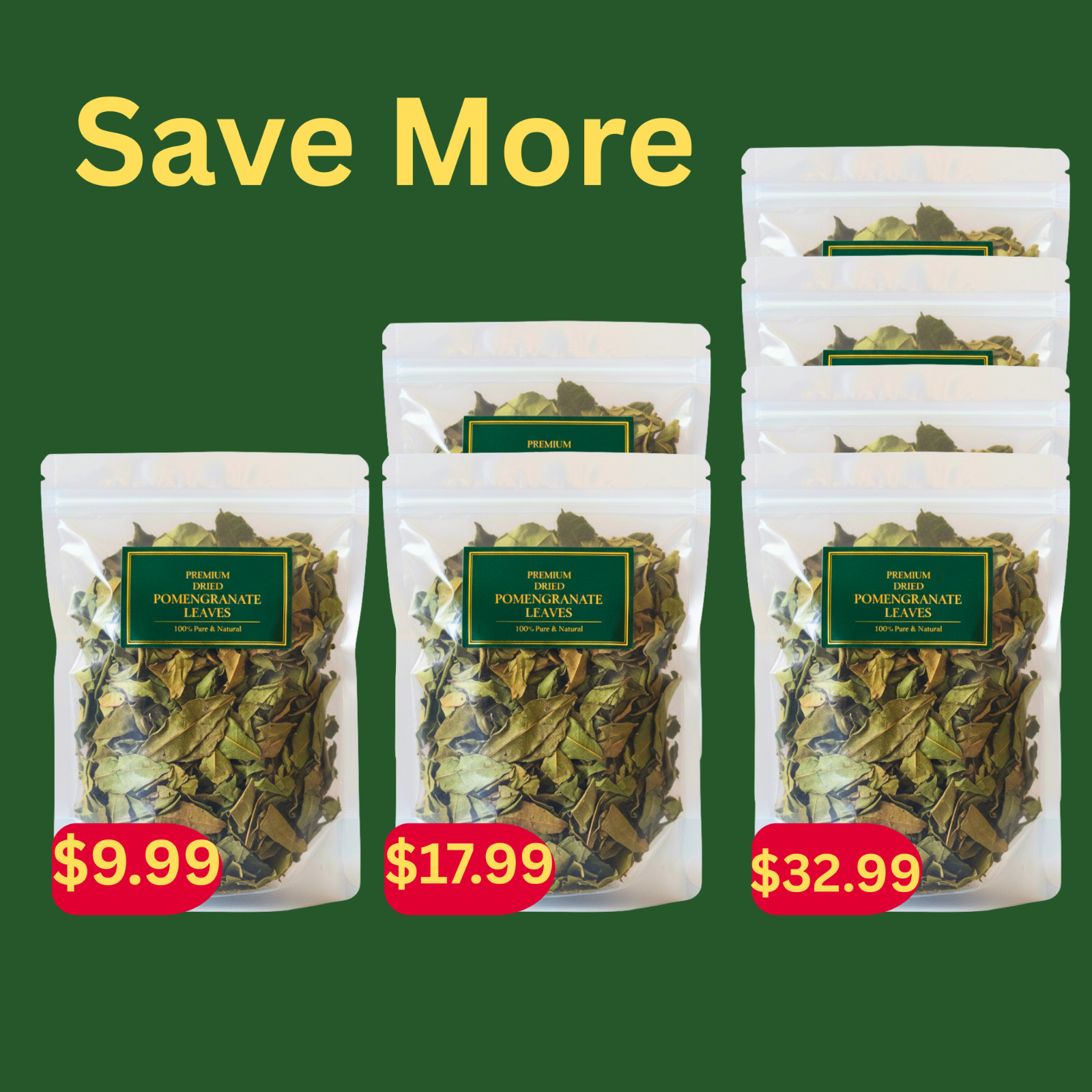 Dried Pomegranate Leaves 25g | Natural Fresh Ceylon Herbal Tea | 1, 2, 4 Pack