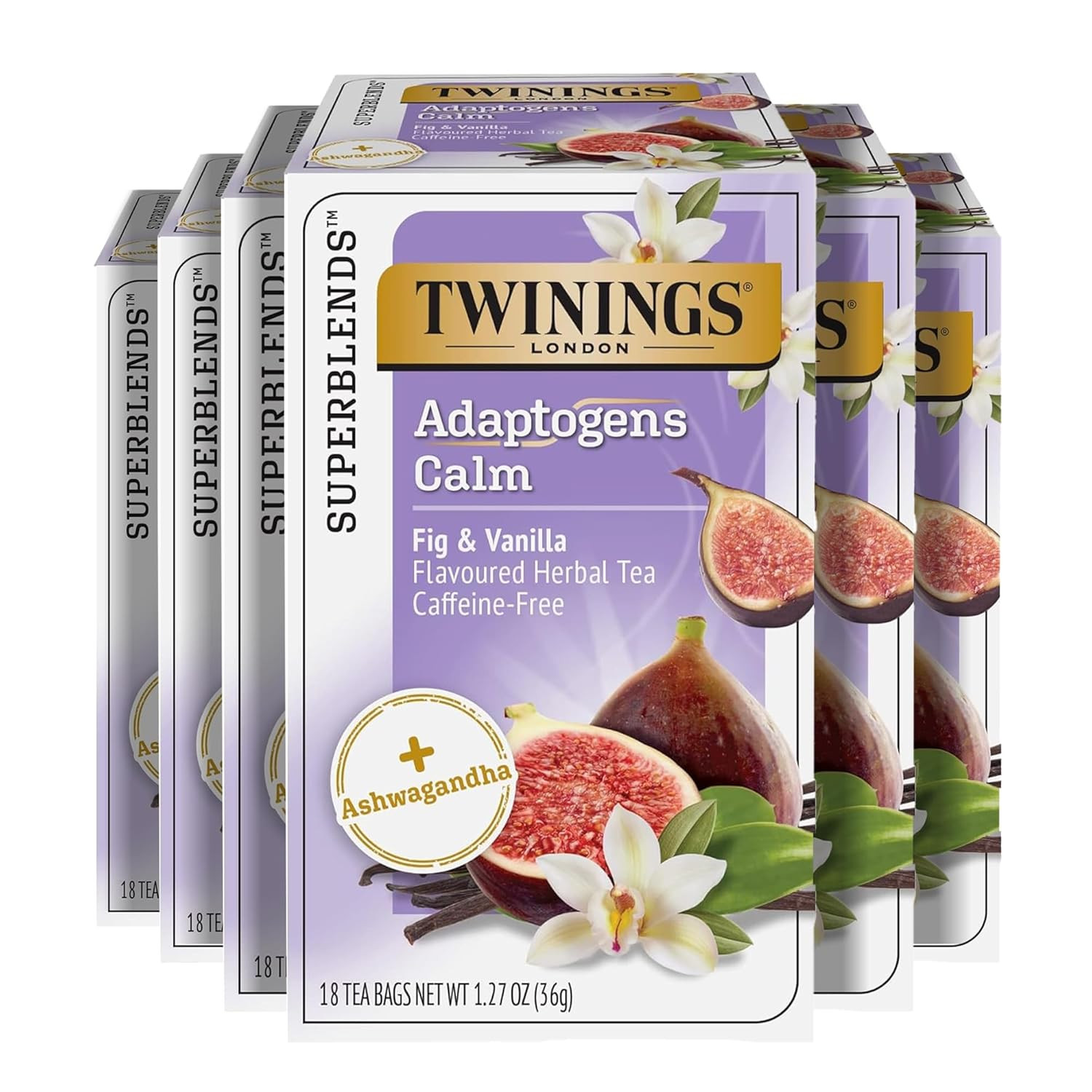 Superblends Adaptogens Calm with Ashwagandha Fig & Vanilla Flavoured Herbal Tea,
