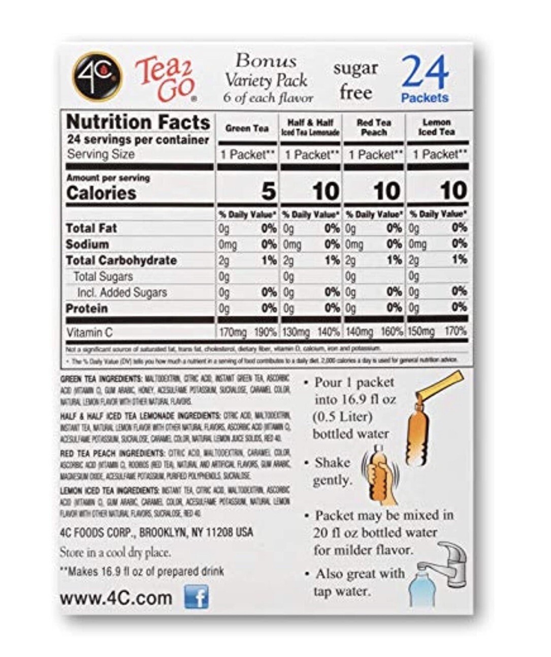 (24 Packets) 4C Totally Light 2 Go Drink Mix, Variety