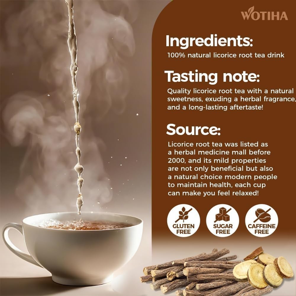 WOTIHA 85 Count Premium Licorice Root Tea Bags – 100% Natural, Promotes Respirat