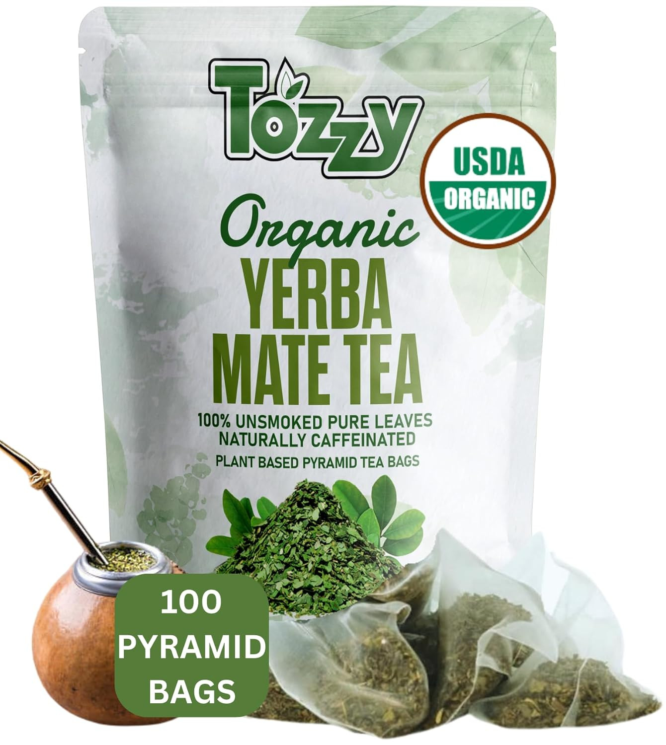 Yerba Mate Tea Bags Pure All-Natural Unsmoked Hi Caf & Detox Tea Herbal 100 Bags