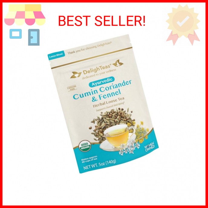 DelighTeas Organic Digest & Detox CCF Tea | Ayurvedic Cumin, Coriander, Fennel L