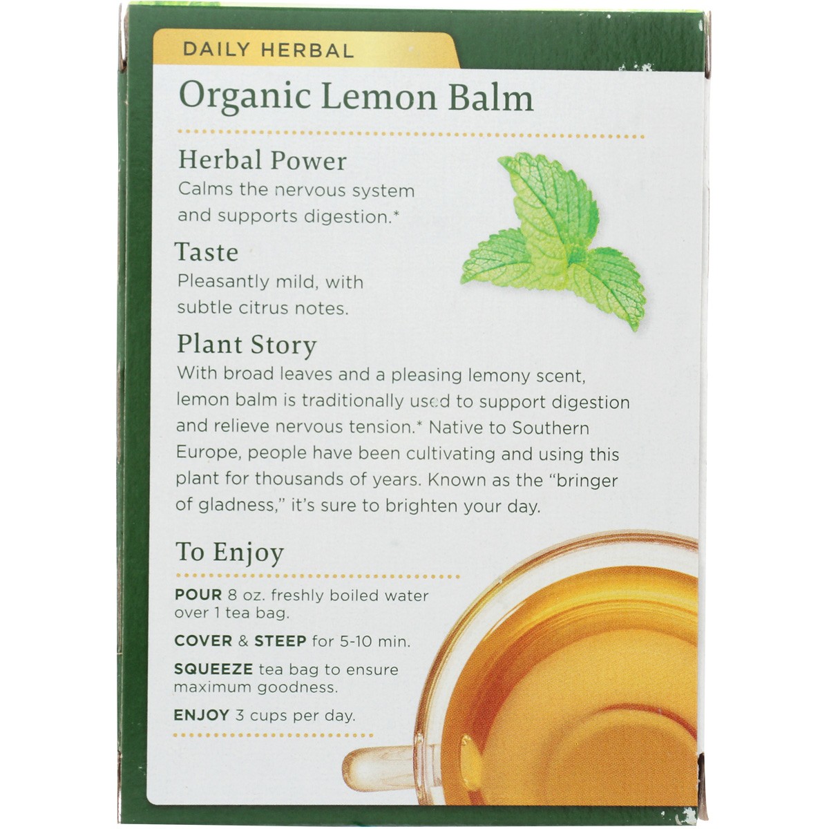 Traditional Medicinals Organic Lemon Balm Herbal Tea 16 Bags 3 Pack