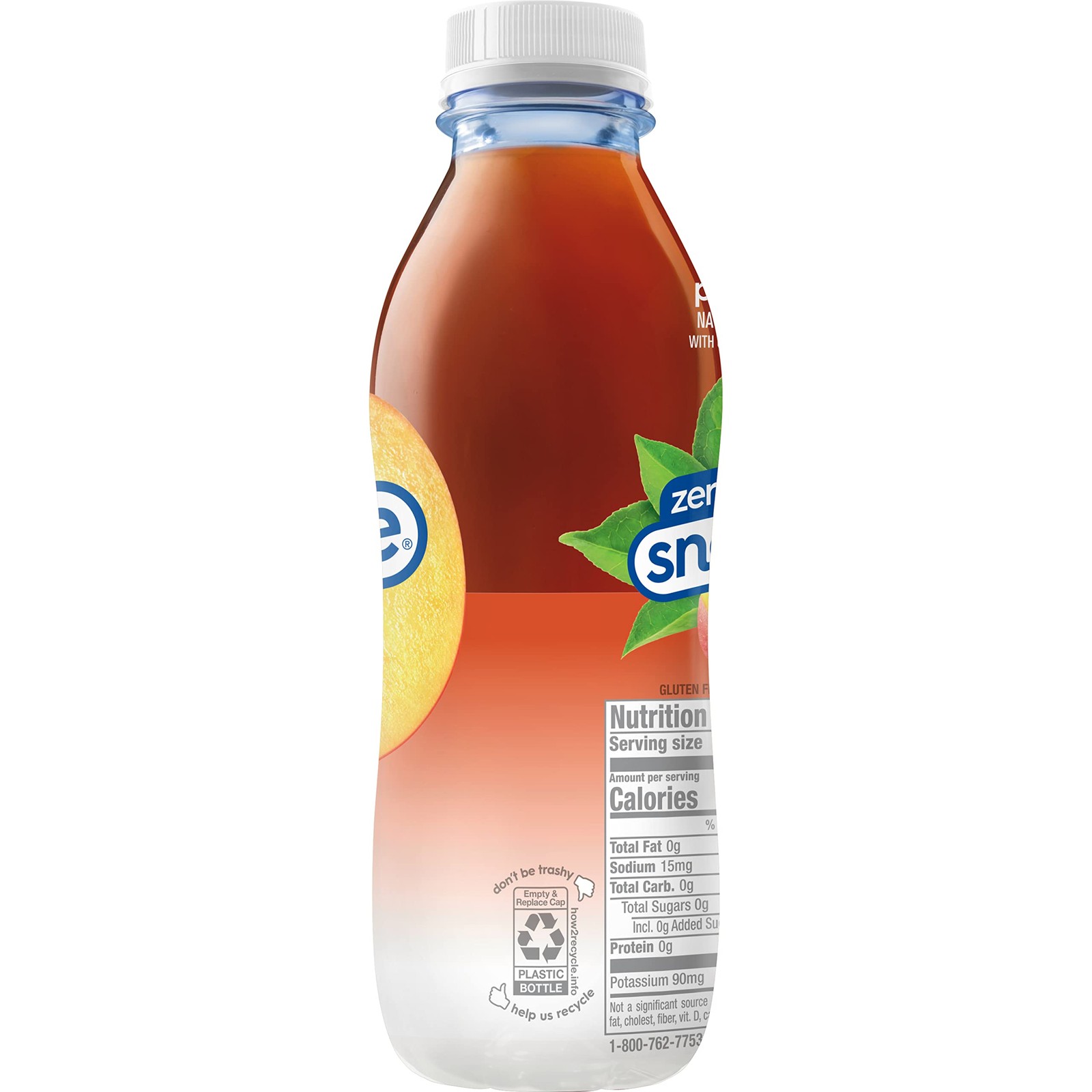 Zero Sugar Peach Tea, 16 Fl Oz Recycled Plastic Bottle (Pack of 12)