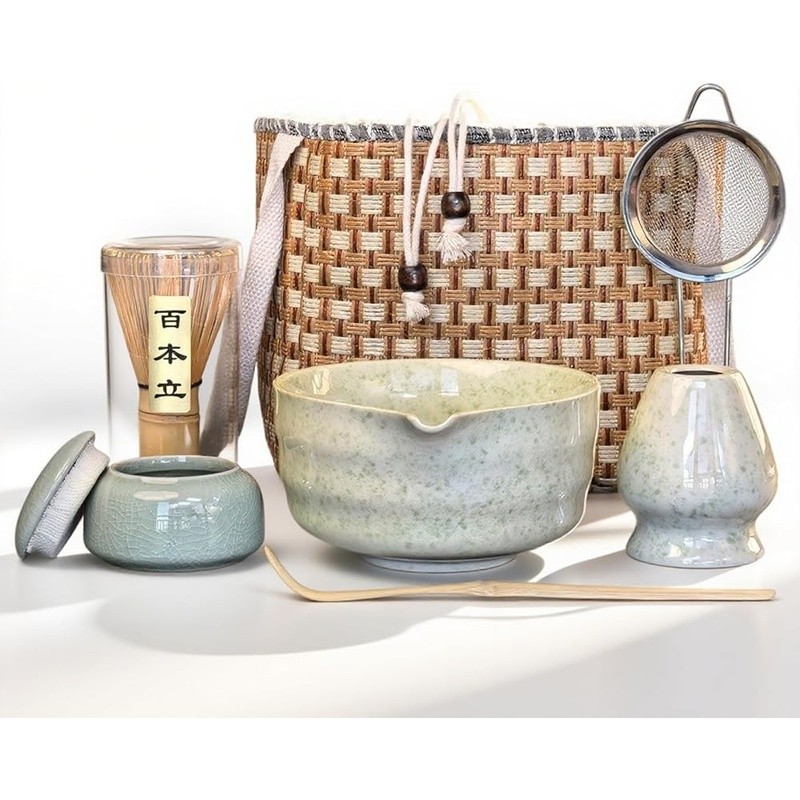 Travel Matcha Tea Set W/ Whisk Bowl Storage Jar Portable Accessories & Sifter US