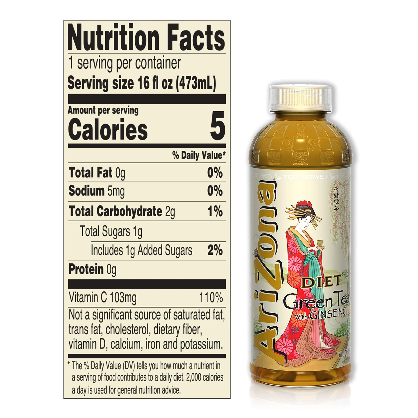 AriZona Diet Green Tea with Ginseng – 16 Fl Oz Pack of 12