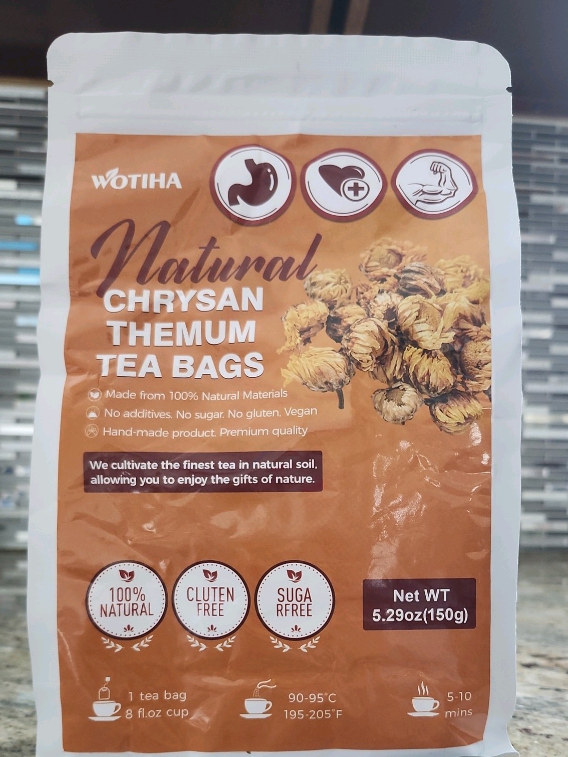 Natural Chrysanthemum Tea Bags Premium Flower Tea 5.29 ounce 45 bags .