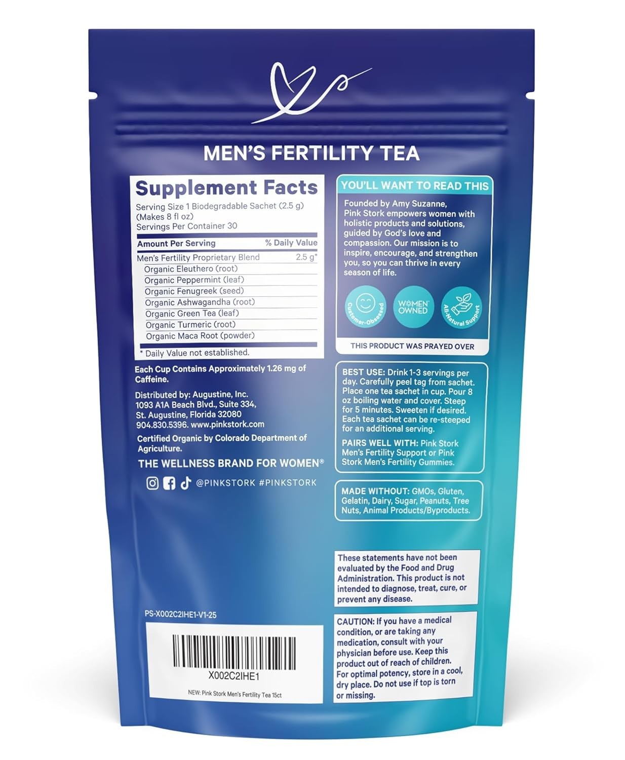 BlueStork Men’s Organic Fertility Tea – 15 Sachets for Male Reproductive Health