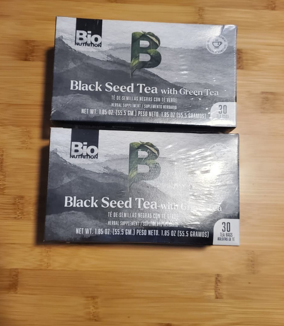 Bio Nutrition Black Seed Tea w/ Green Tea 30 Bags x2 Exp 10/2026