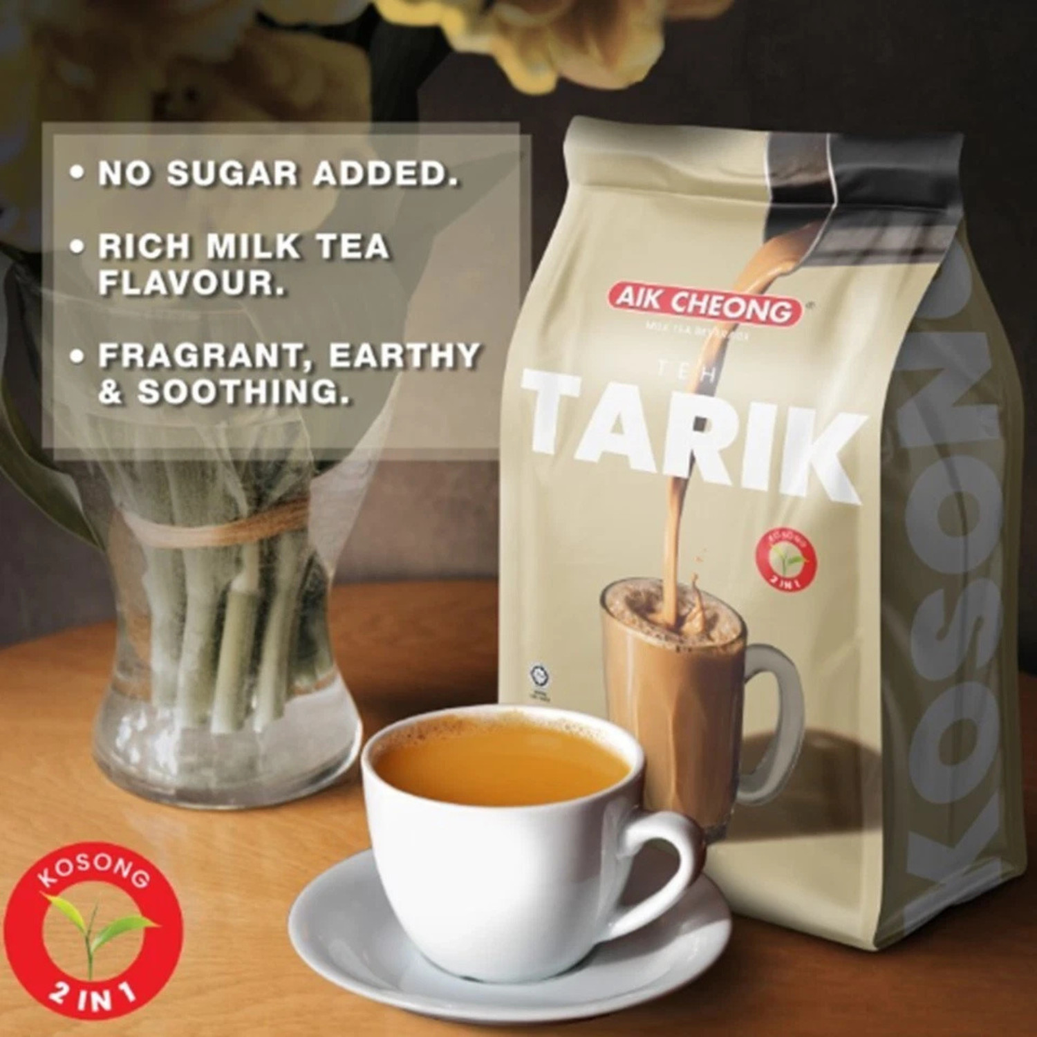 Aik Cheong 2 In 1 Teh Tarik Kosong No Sugar Added (25gm x 12) x 6 packs