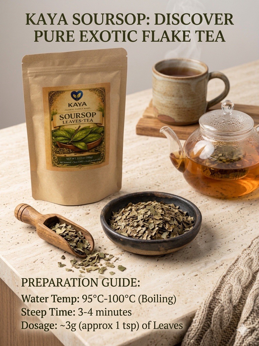 Kaya 100% Pure Soursop Leaves Tea 100g (3.53oz) Loose Leaf Hand Picked From Bali