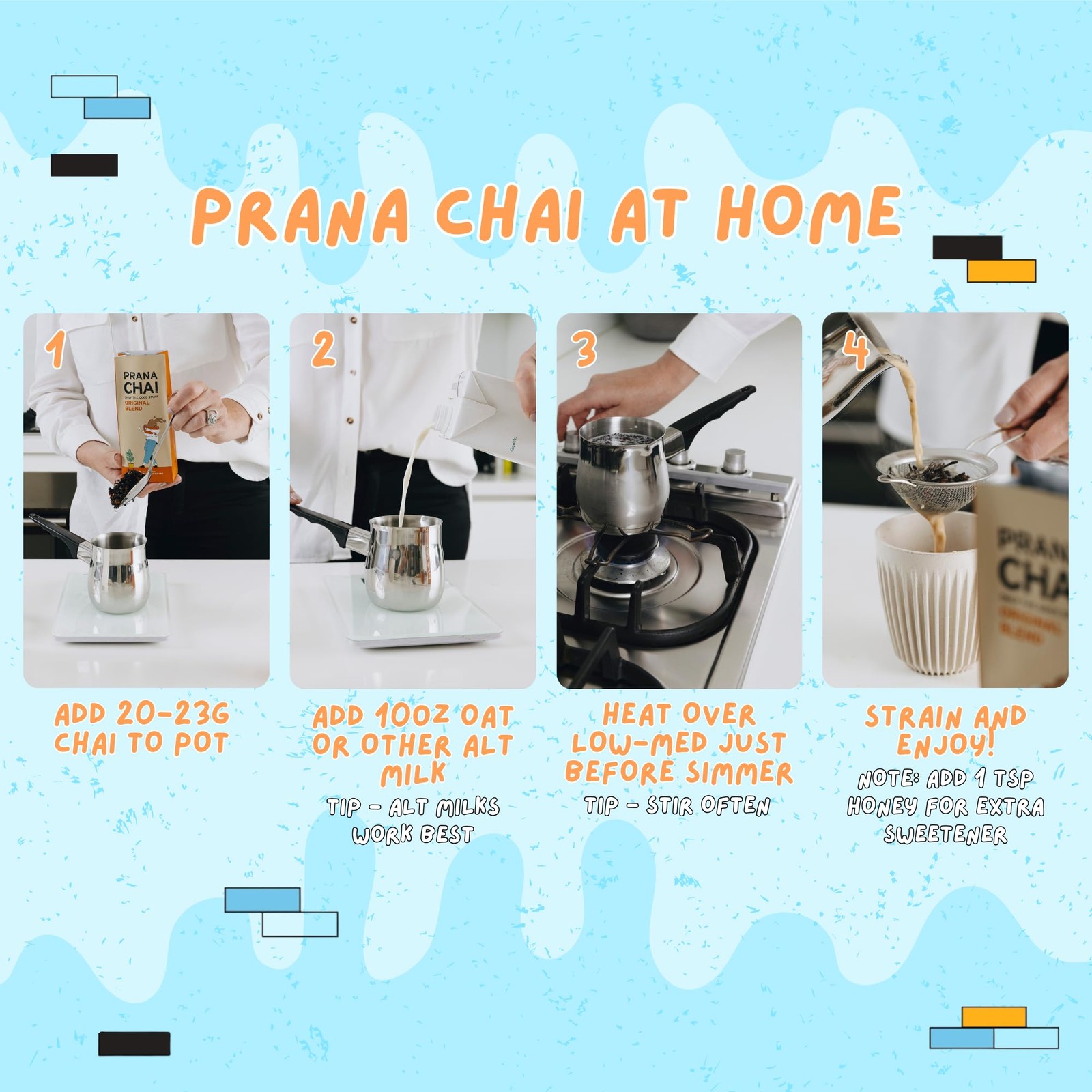 Prana Chai 2 Bag Chai Lovers Starter Pack Including Chai Teapot, Fine Mesh St…
