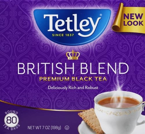 Tetley Premium Black Tea, British Blend 80 Count Tea Bags, 7 oz (198g)