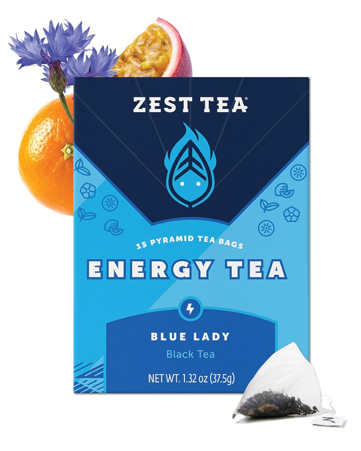 Energy Tea Bags – Blue Lady Passion Fruit Black Tea – High Caffeine Tea for Morn