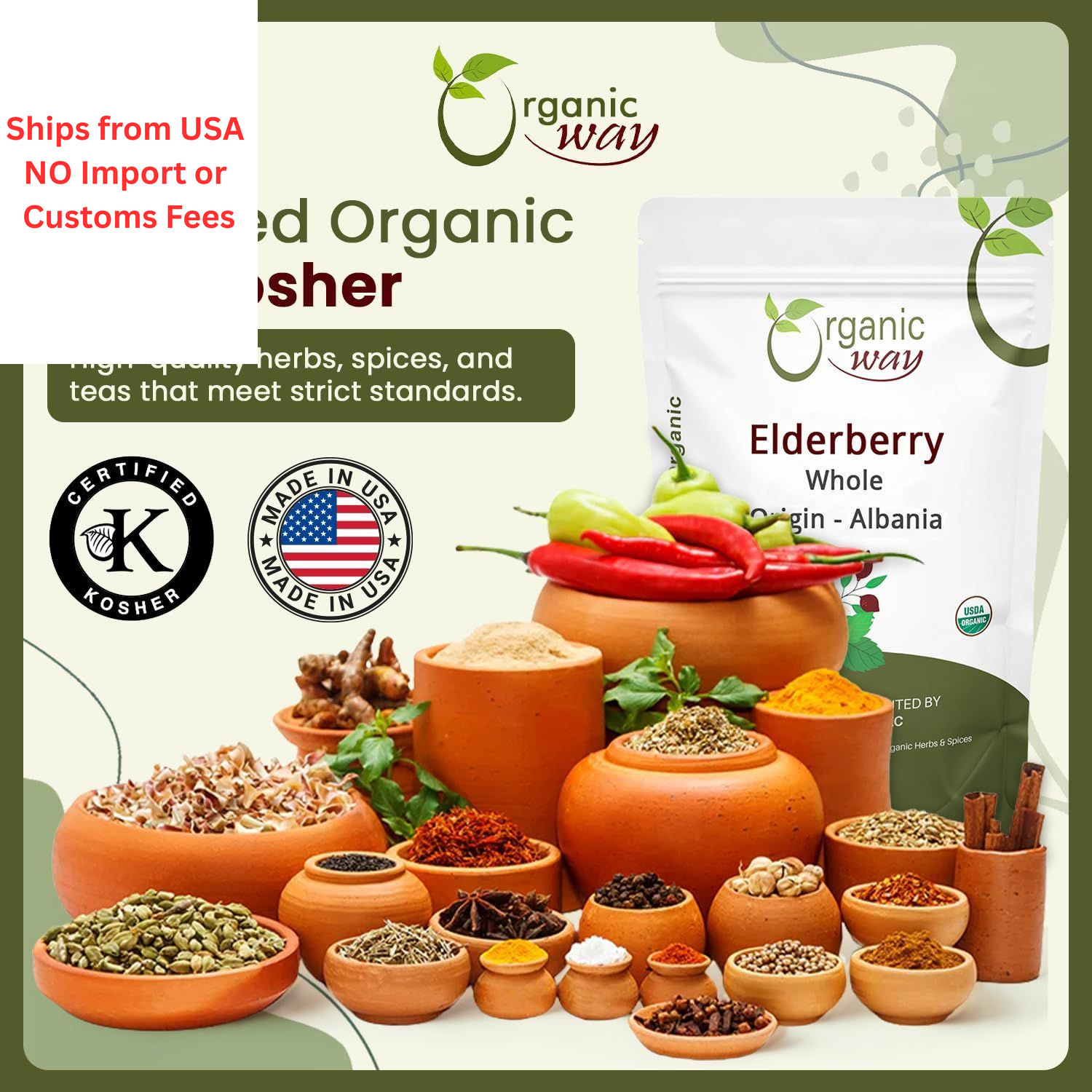 Organic Way Dried Elderberry Whole – Herbal Tea | European Wild-Harvest 1 LBS