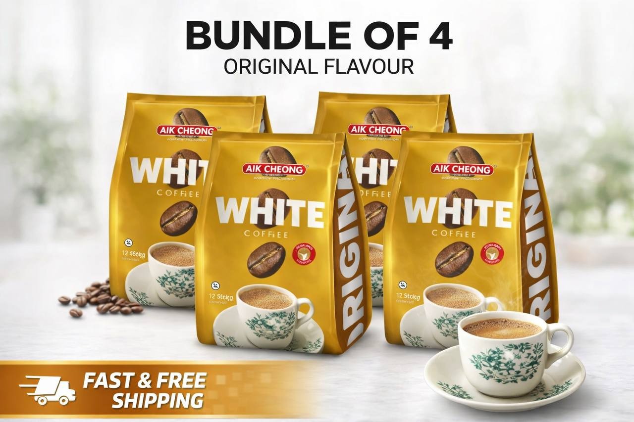Aik Cheong White Coffee 3in1 Original 48 Sticks 4 Pack Halal Free Shipping