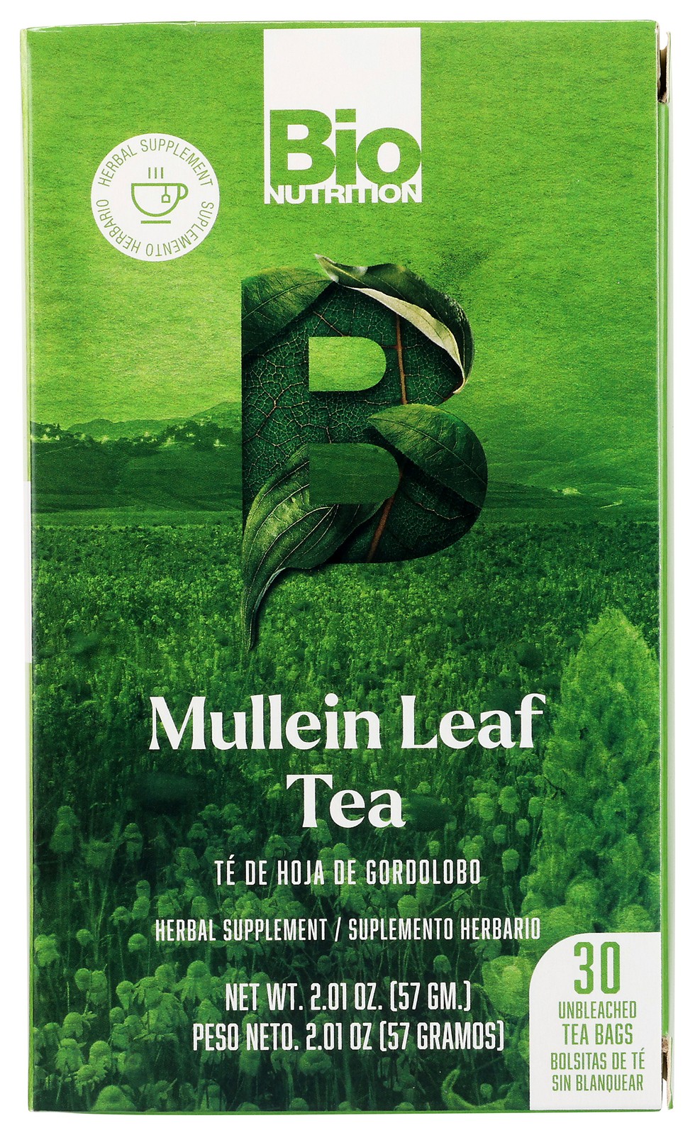 Bio Nutrition Herbal Mullein Leaf Tea 30 Bags 57G 1 Pack