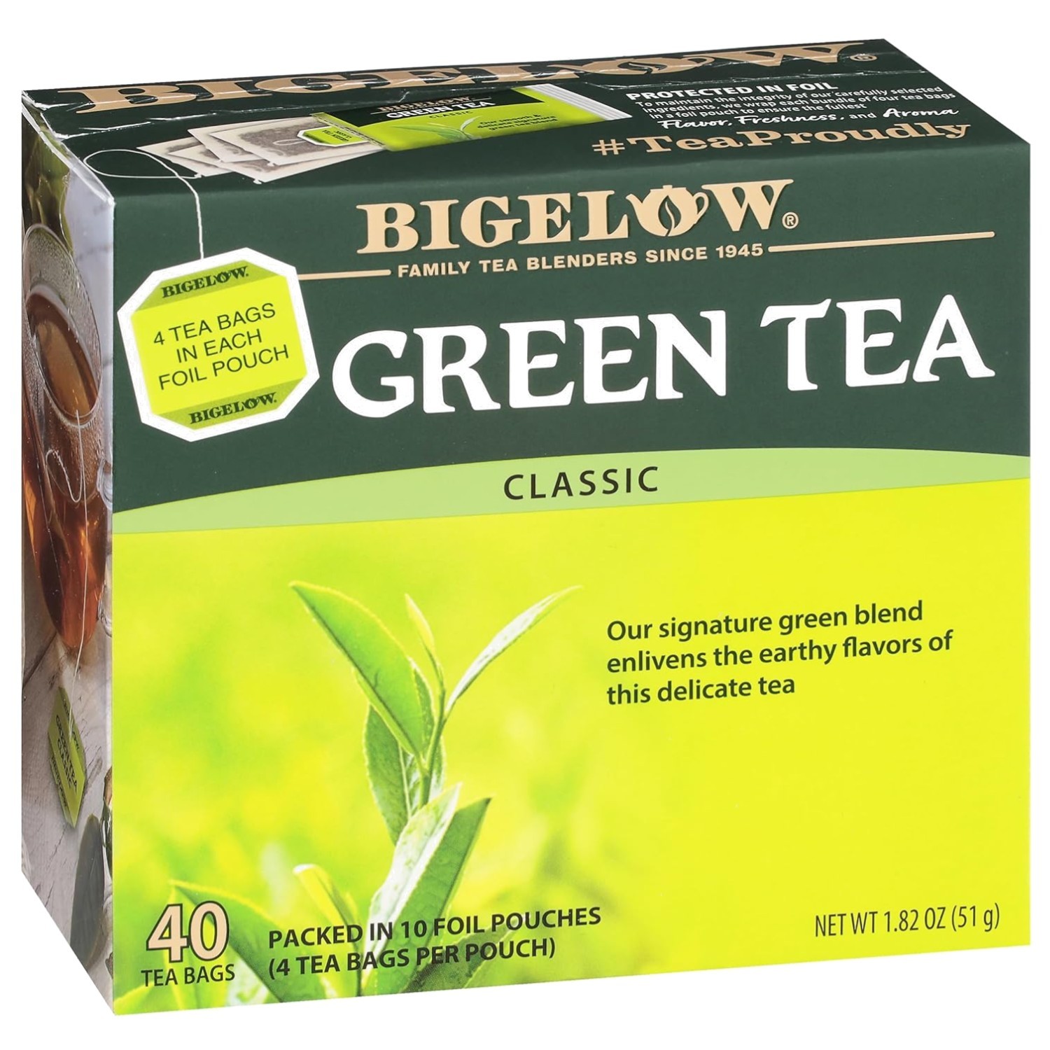Bigelow Classic Green Tea Bags, 40-Count, Pack of 6
