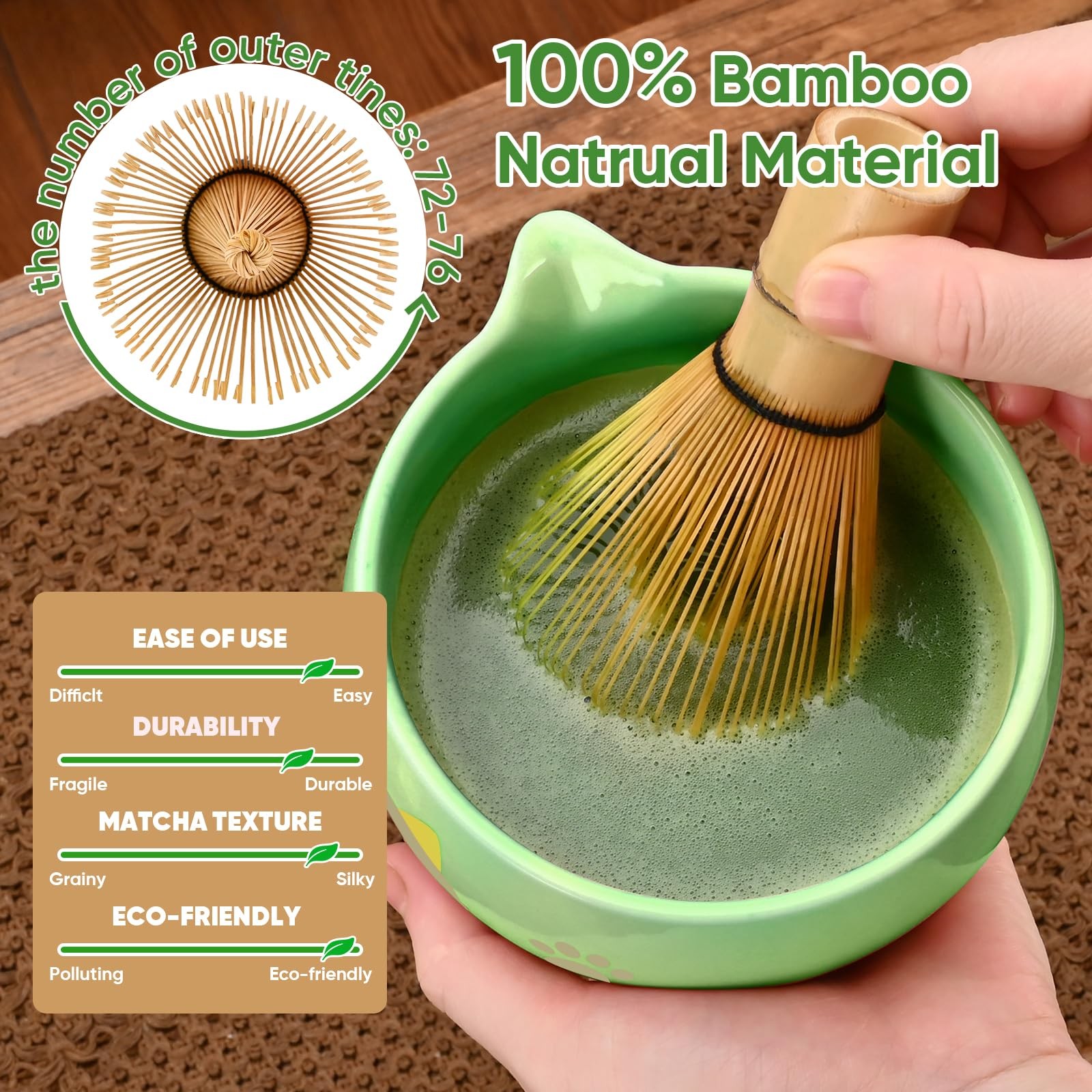 Vanmiya Matcha Whisk Set, 8Pcs Matcha Set for Ceremony, Matcha Whisk and Ceramic