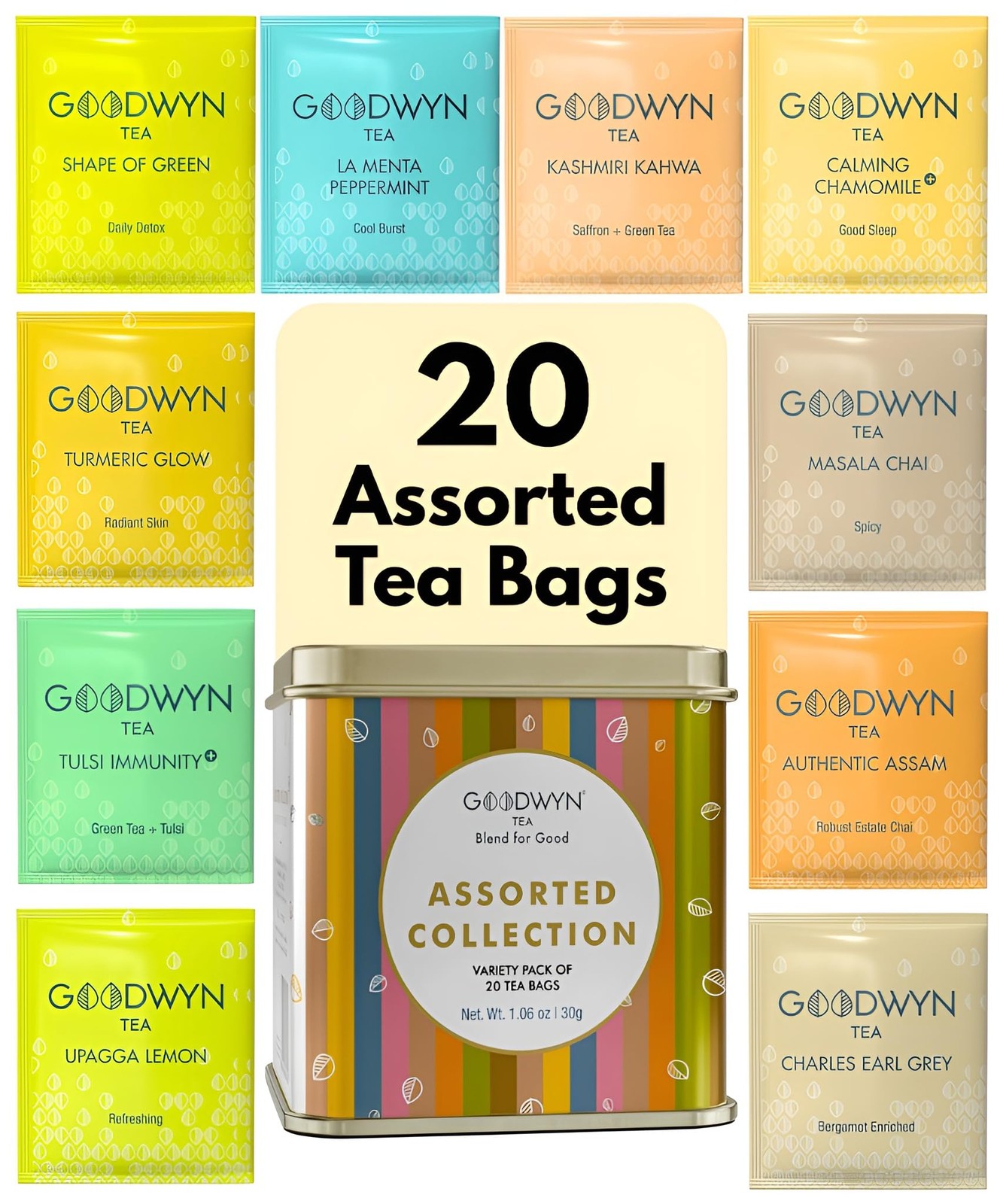 Goodwyn Herbal Tea Sampler Gift Box 20 Tea Bags