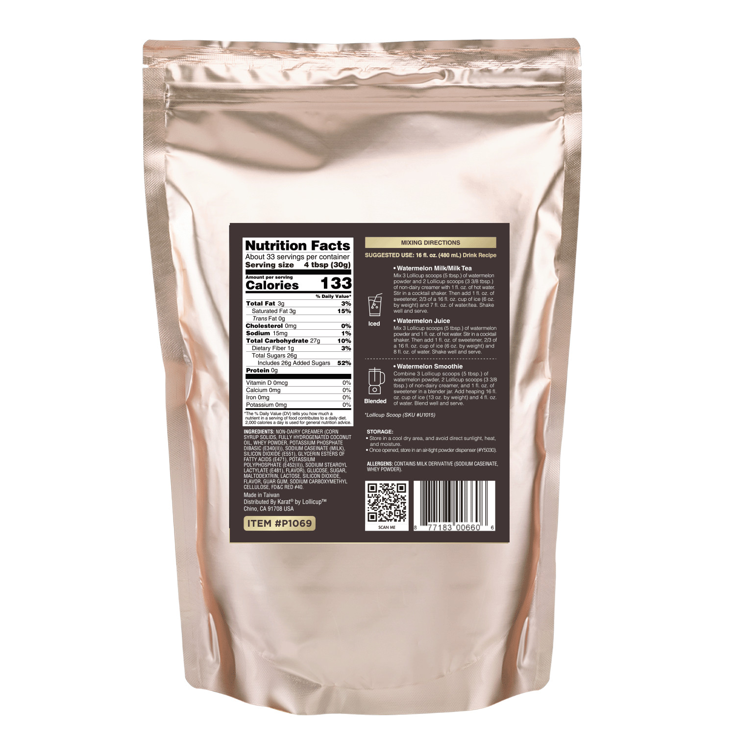 Tea Zone Watermelon Powder/Powdered Drink Mix (2.2 lbs) for Milk Tea/ Smoothies