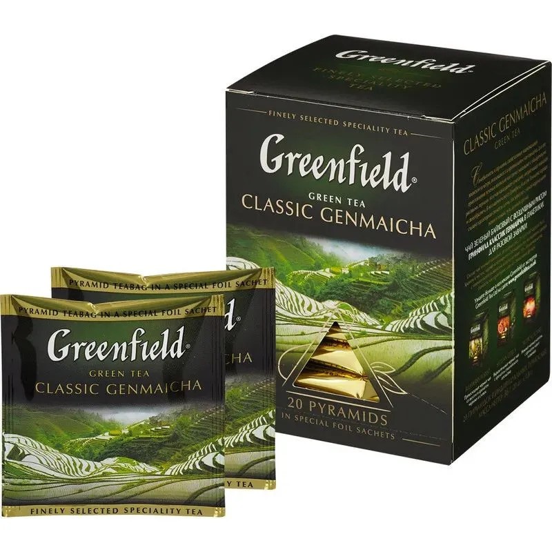 Greenfield GREEN TEA CLASSIC GENMAICHA 20 pyramids RF Made Russia