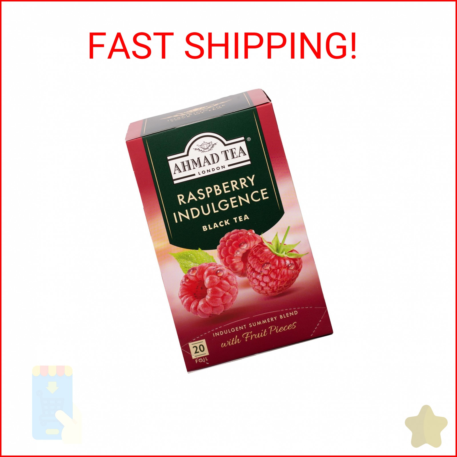 English Teas, “Raspberry Indulgence Black Tea” – Tagged and Aluminium Foil En…