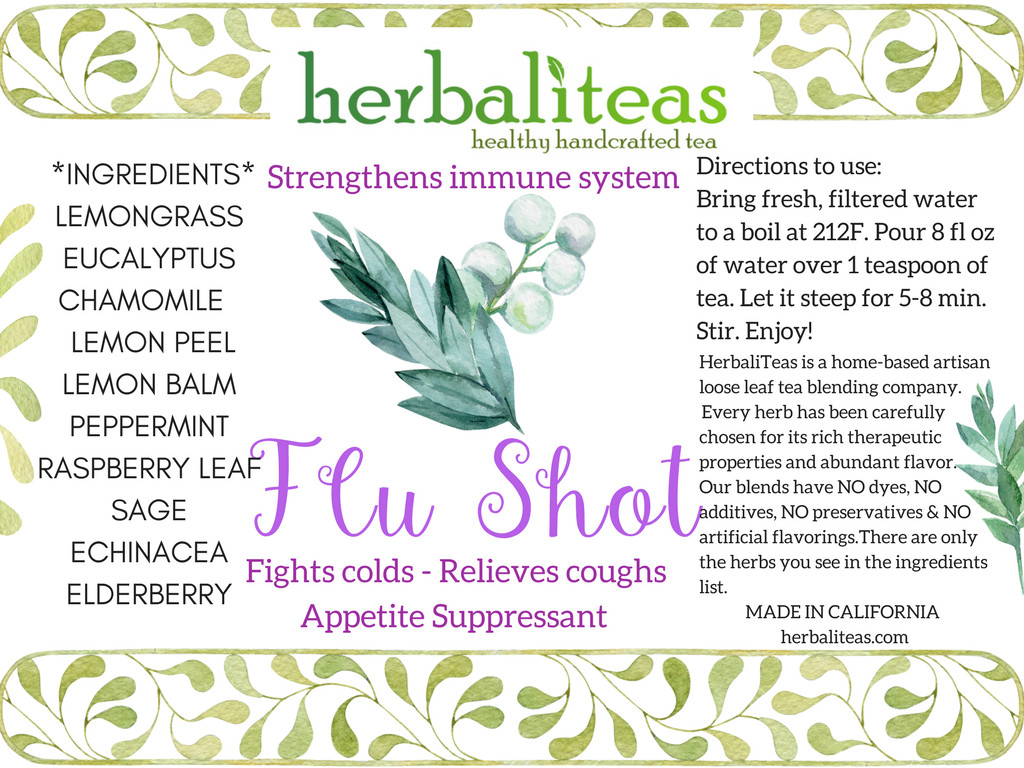 FLU SHOT HEALING Anti-Respiratory Herbal Loose Leaf Tea Blend 2 oz