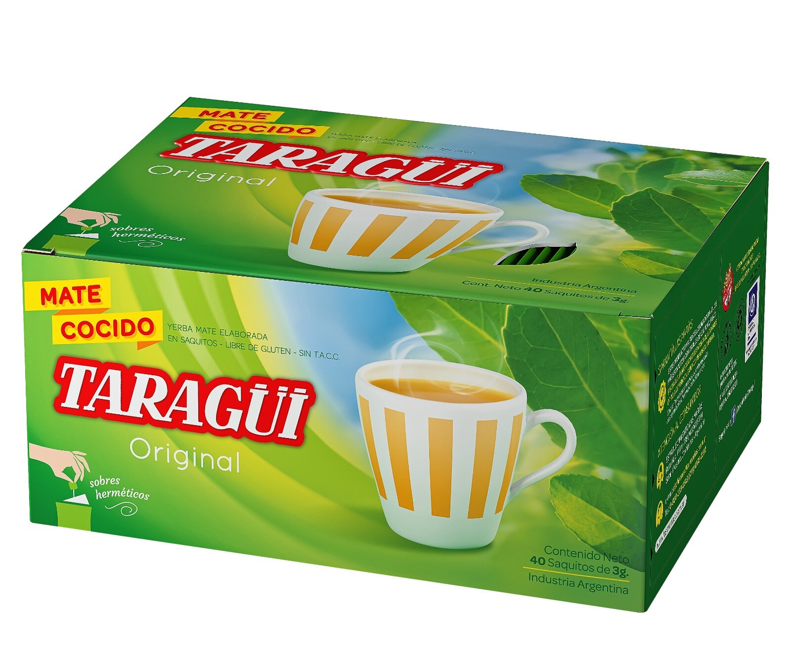 6 BOX YERBA MATE TEA BAGS – TARAGUI -Mate Cocido en Saquitos – 240 UNITS