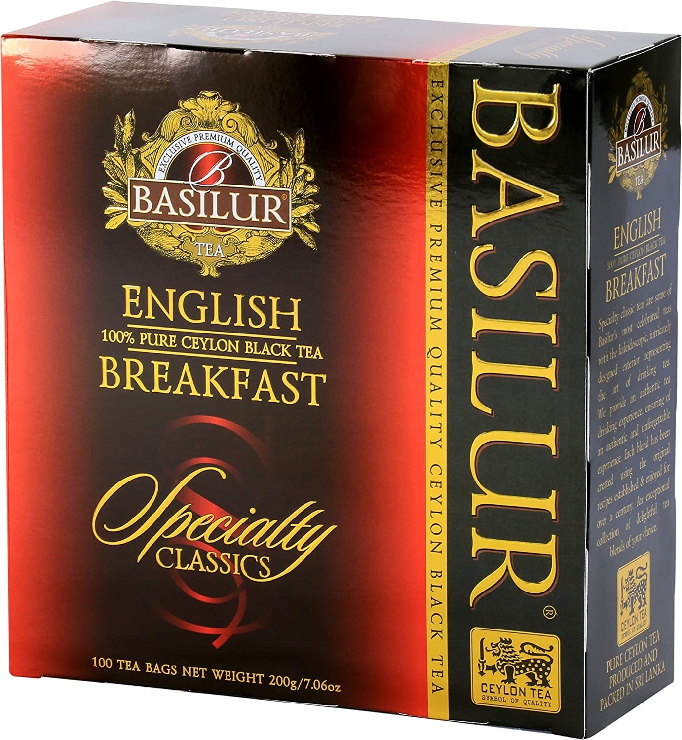 Basilur, English Breakfast pure Ceylon black tea, 100 tea bags