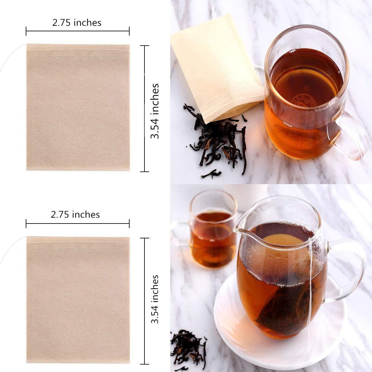 400 Pack Disposable Drawstring Tea Filter Bags Safe & Natural Unbleached Paper T